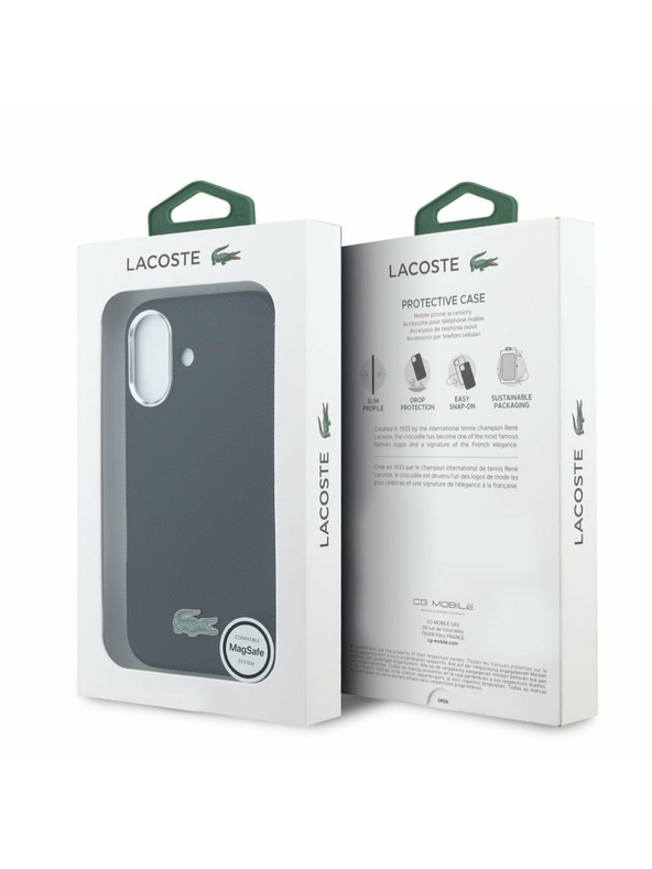Lacoste Lacoste PVC Iconic Petit Pique Metal Logo MagSafe Zadnji Ovoj za iPhone 16 Black