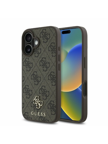 Guess Guess PU 4G Small Metal Logo MagSafe Zadnji Ovoj za iPhone 16 Plus Brown