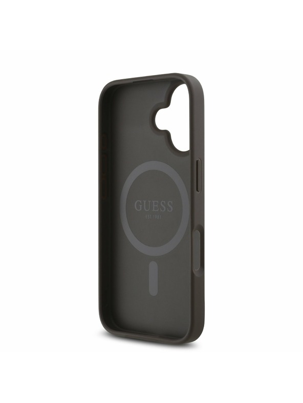 Guess Guess PU 4G Small Metal Logo MagSafe Zadnji Ovoj za iPhone 16 Plus Brown
