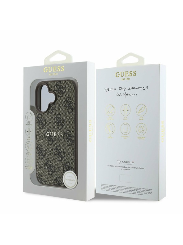 Guess Guess PU 4G Classic Logo MagSafe Zadnji Ovoj za iPhone 16 Plus Brown