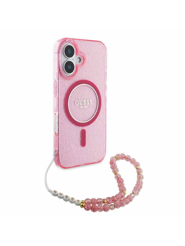 Guess Guess IML Glitter Strap MagSafe Zadnji Ovoj za iPhone 16 Plus Pink