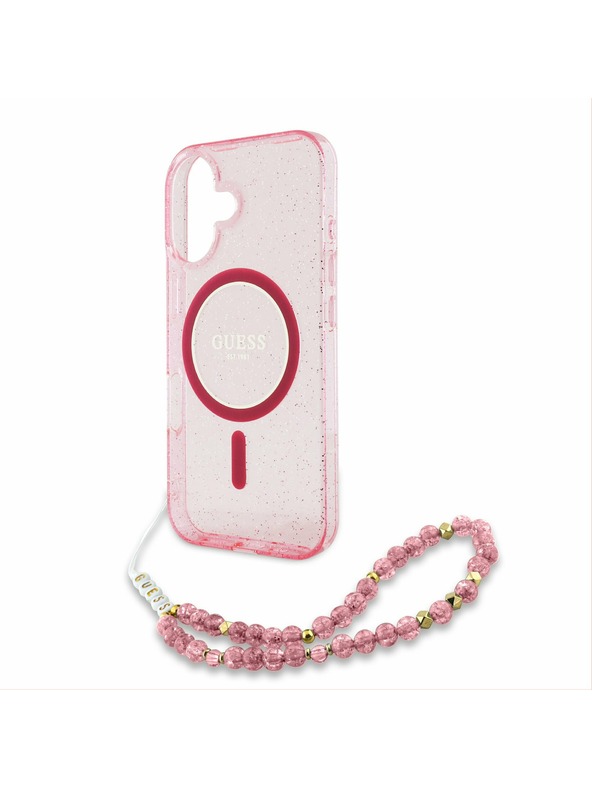 Guess Guess IML Glitter Strap MagSafe Zadnji Ovoj za iPhone 16 Plus Pink