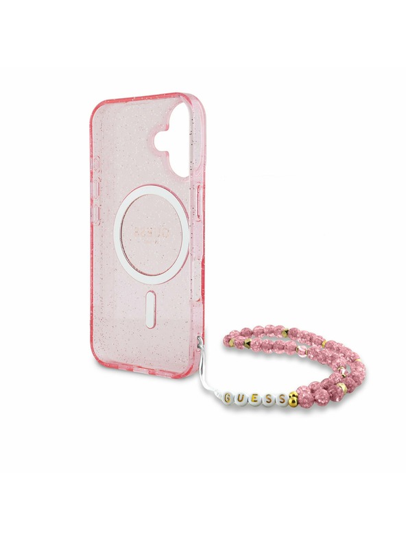 Guess Guess IML Glitter Strap MagSafe Zadnji Ovoj za iPhone 16 Plus Pink