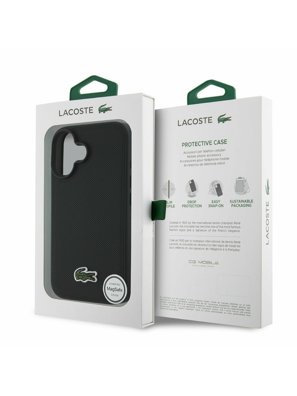Lacoste Lacoste Iconic Petit Pique Woven Logo MagSafe Zadnji Ovoj za iPhone 16 Plus Black