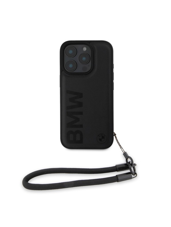 BMW BMW Leather Signature and Strap Zadnji Ovoj za iPhone 16 Pro Black