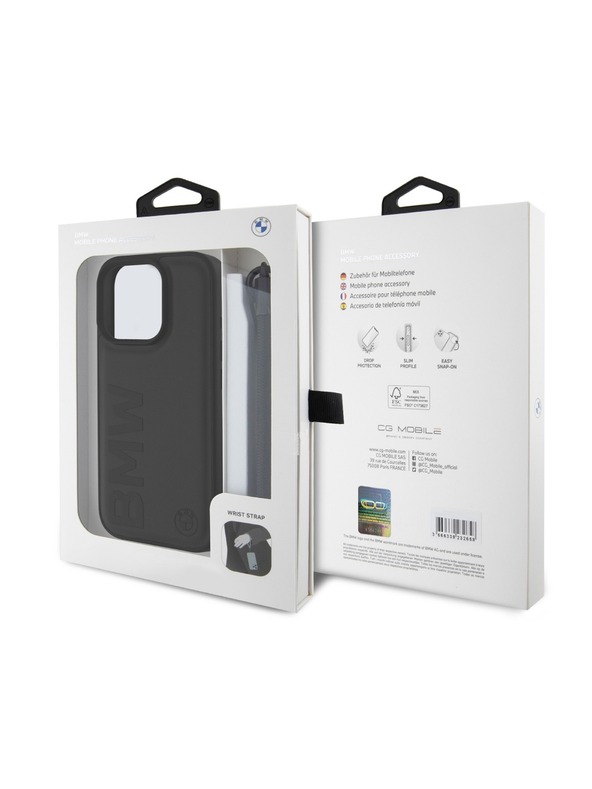 BMW BMW Leather Signature and Strap Zadnji Ovoj za iPhone 16 Pro Black