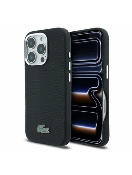 Lacoste Lacoste PVC Iconic Petit Pique Metal Logo MagSafe Zadnji Ovoj za iPhone 16 Pro Black