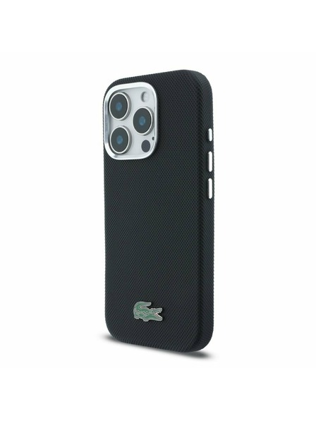 Lacoste Lacoste PVC Iconic Petit Pique Metal Logo MagSafe Zadnji Ovoj za iPhone 16 Pro Black