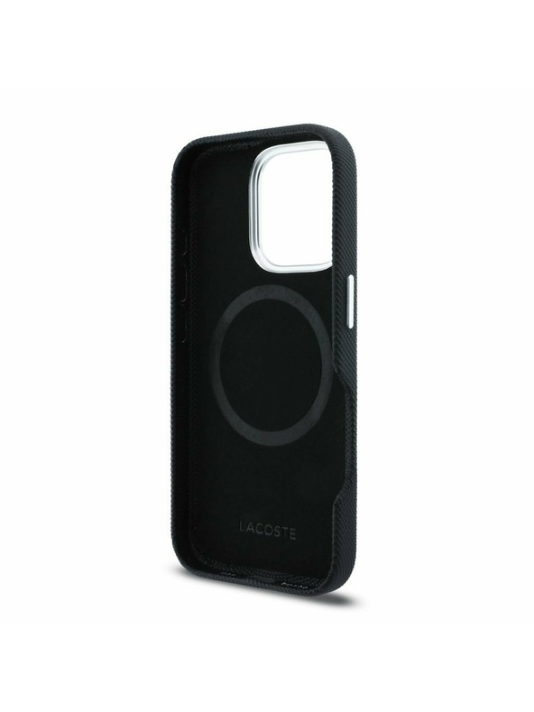 Lacoste Lacoste PVC Iconic Petit Pique Metal Logo MagSafe Zadnji Ovoj za iPhone 16 Pro Black