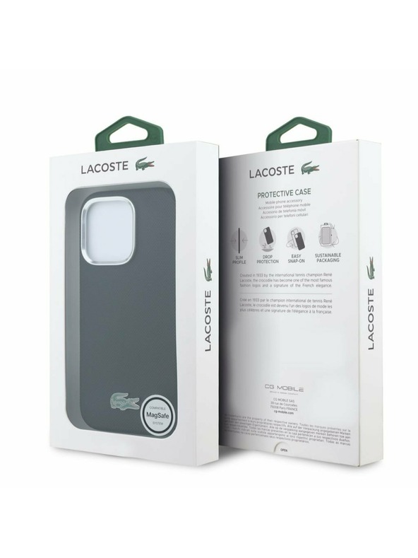 Lacoste Lacoste PVC Iconic Petit Pique Metal Logo MagSafe Zadnji Ovoj za iPhone 16 Pro Black