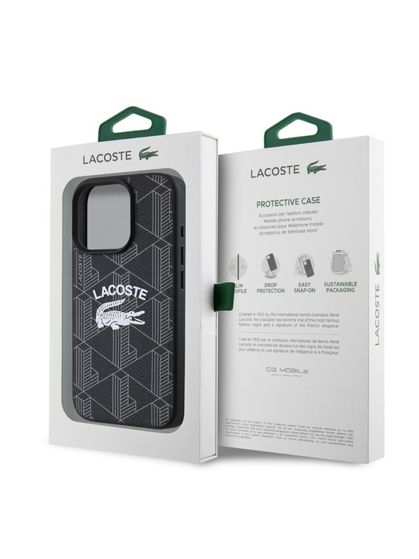 Lacoste Lacoste Blend Monogram MagSafe Zadnji Ovoj za iPhone 16 Pro Black