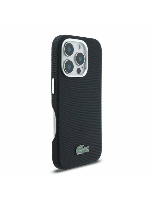 Lacoste Lacoste PVC Iconic Petit Pique Metal Logo MagSafe Zadnji Ovoj za iPhone 16 Pro Max Black