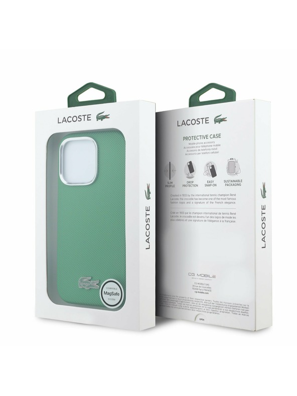Lacoste Lacoste PVC Iconic Petit Pique Metal Logo MagSafe Zadnji Ovoj za iPhone 16 Pro Max Estragon Green