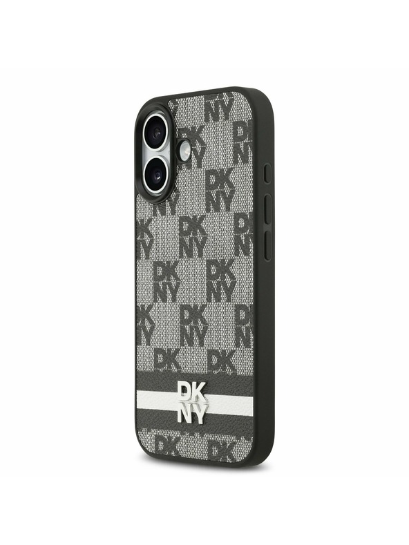DKNY DKNY PU Leather Checkered Pattern and Stripe Zadnji Ovoj za iPhone 17 Black