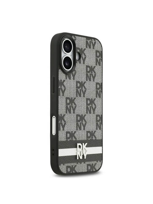 DKNY DKNY PU Leather Checkered Pattern and Stripe Zadnji Ovoj za iPhone 17 Black