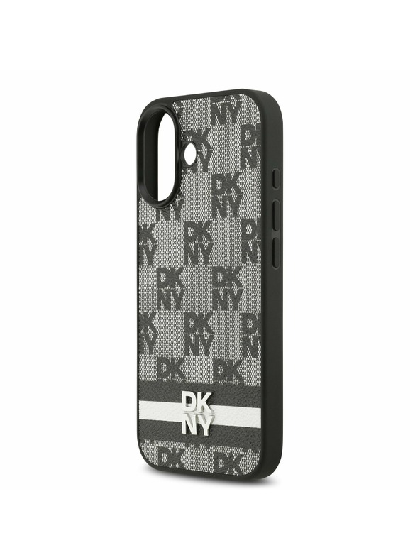 DKNY DKNY PU Leather Checkered Pattern and Stripe Zadnji Ovoj za iPhone 17 Black