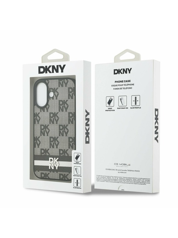 DKNY DKNY PU Leather Checkered Pattern and Stripe Zadnji Ovoj za iPhone 17 Black