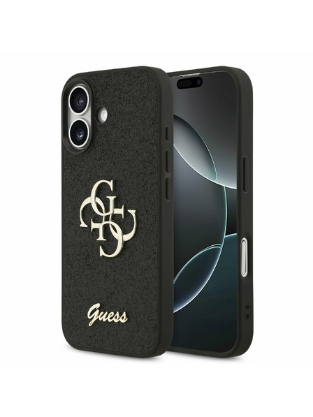 Guess Guess PU Fixed Glitter 4G Metal Logo Zadnji Ovoj za iPhone 17 Black
