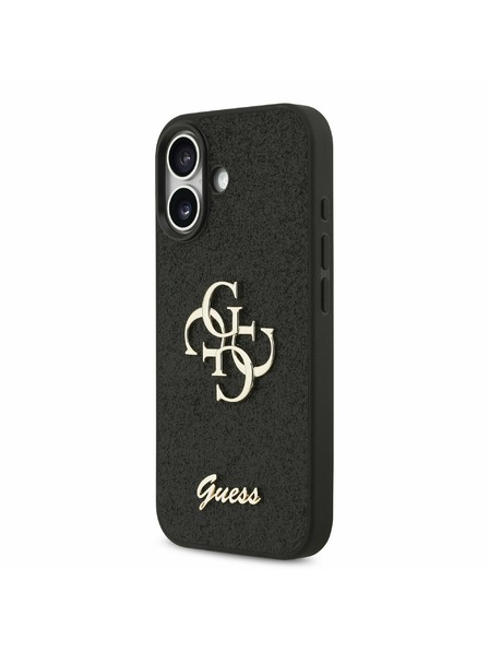 Guess Guess PU Fixed Glitter 4G Metal Logo Zadnji Ovoj za iPhone 17 Black