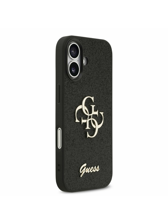 Guess Guess PU Fixed Glitter 4G Metal Logo Zadnji Ovoj za iPhone 17 Black