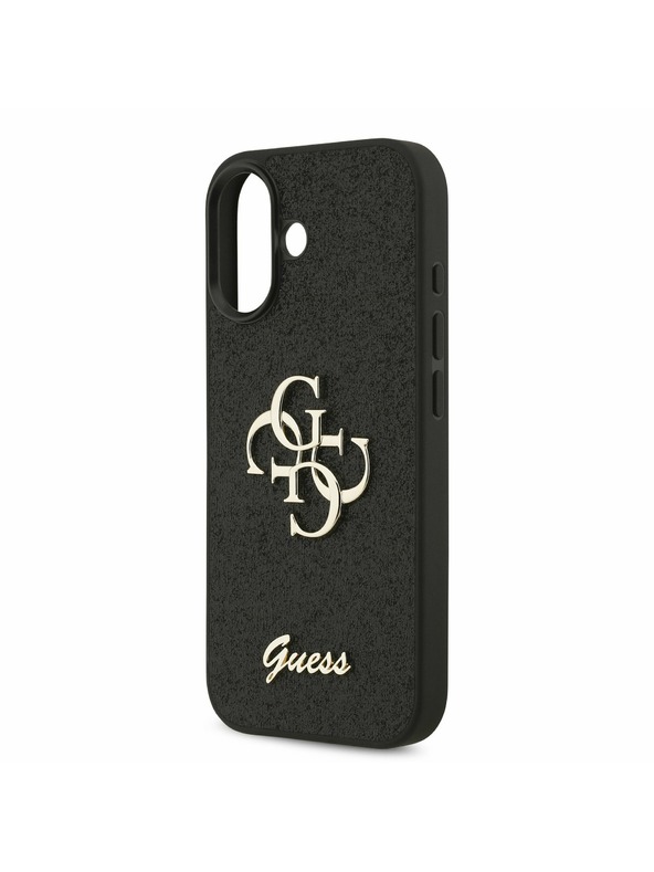 Guess Guess PU Fixed Glitter 4G Metal Logo Zadnji Ovoj za iPhone 17 Black