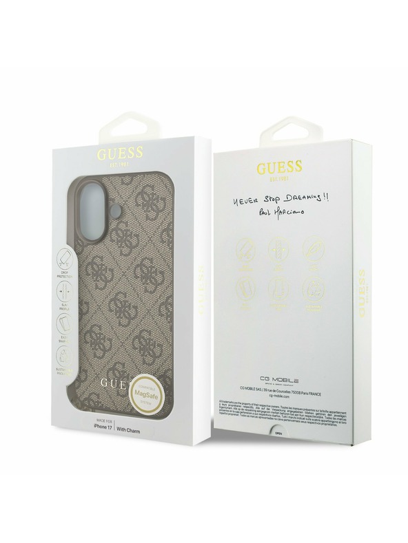 Guess Guess 4G Charm MagSafe Zadnji Ovoj za iPhone 17 Tone on Tone Brown