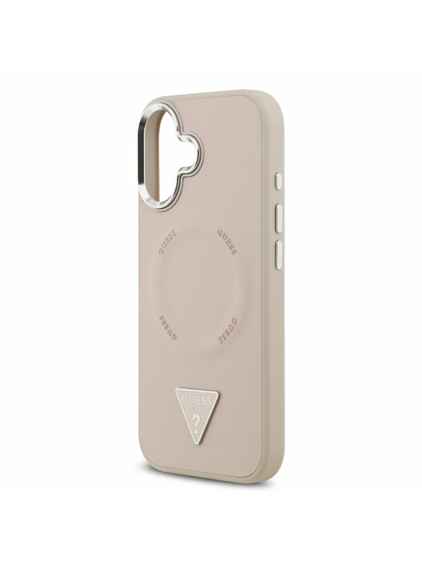 Guess Guess PU Leather Triangle Logo MagSafe Zadnji Ovoj za iPhone 17 Pink