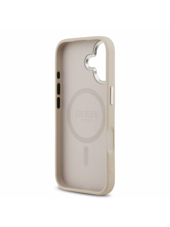 Guess Guess PU Leather Triangle Logo MagSafe Zadnji Ovoj za iPhone 17 Pink