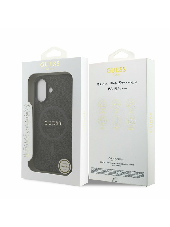 Guess Guess PU Leather 4G Colored Ring MagSafe Zadnji Ovoj za iPhone 17 Black