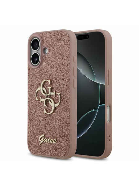 Guess Guess PU Fixed Glitter 4G Metal Logo Zadnji Ovoj za iPhone 17 Pink