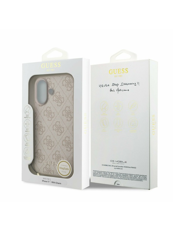 Guess Guess 4G Charm MagSafe Zadnji ovoj za iPhone 17 Tone on Tone Pink