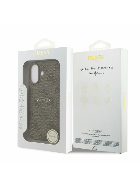 Guess Guess PU Leather 4G Colored Ring MagSafe Zadnji ovoj za iPhone 17 Brown