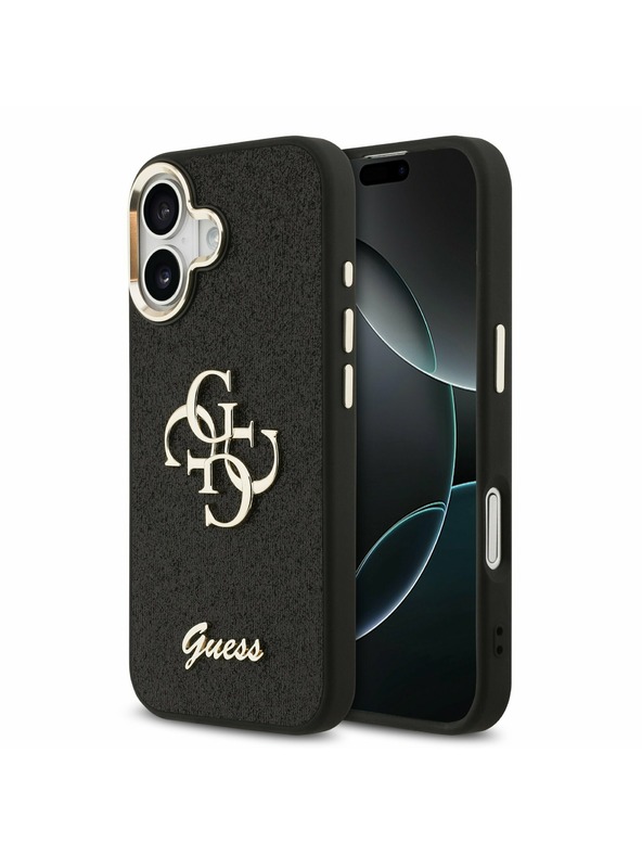 Guess Guess PU Fixed Glitter 4G Metal Frame Zadnji ovoj za iPhone 17 Black