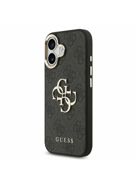 Guess Guess PU Leather 4G Metal Logo Gold Frame Zadnji ovoj za iPhone 17 Black
