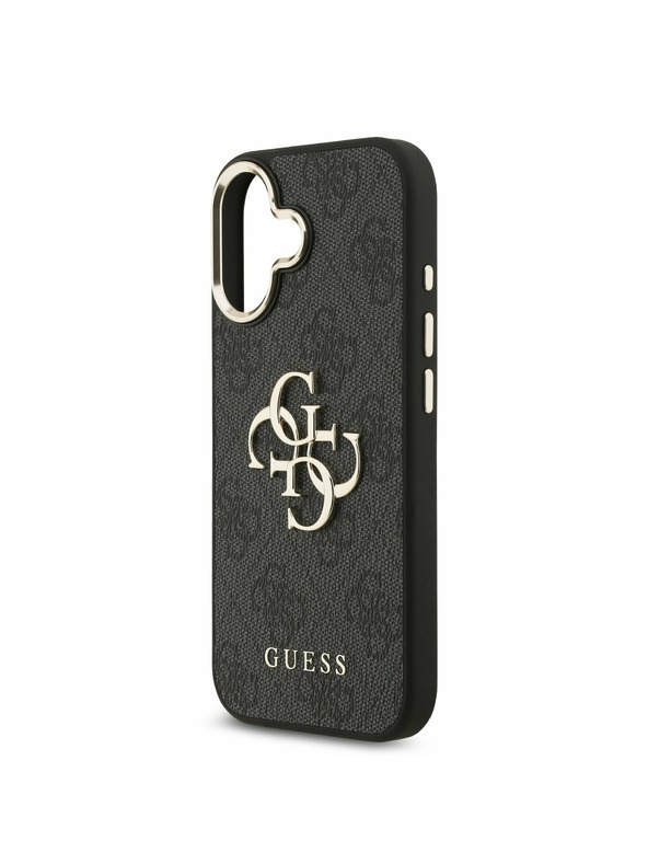 Guess Guess PU Leather 4G Metal Logo Gold Frame Zadnji ovoj za iPhone 17 Black