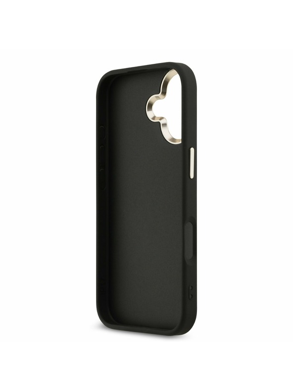 Guess Guess PU Leather 4G Metal Logo Gold Frame Zadnji ovoj za iPhone 17 Black