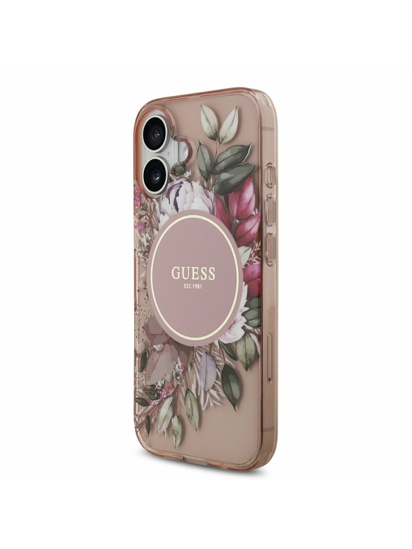 Guess Guess IML Flowers Strap MagSafe Zadnji ovoj za iPhone 17 Pink