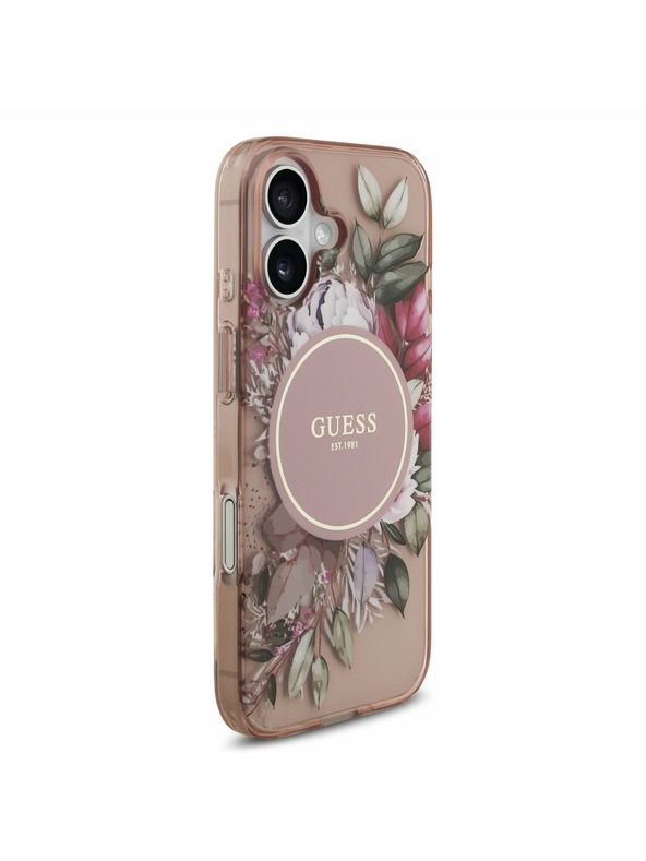 Guess Guess IML Flowers Strap MagSafe Zadnji ovoj za iPhone 17 Pink