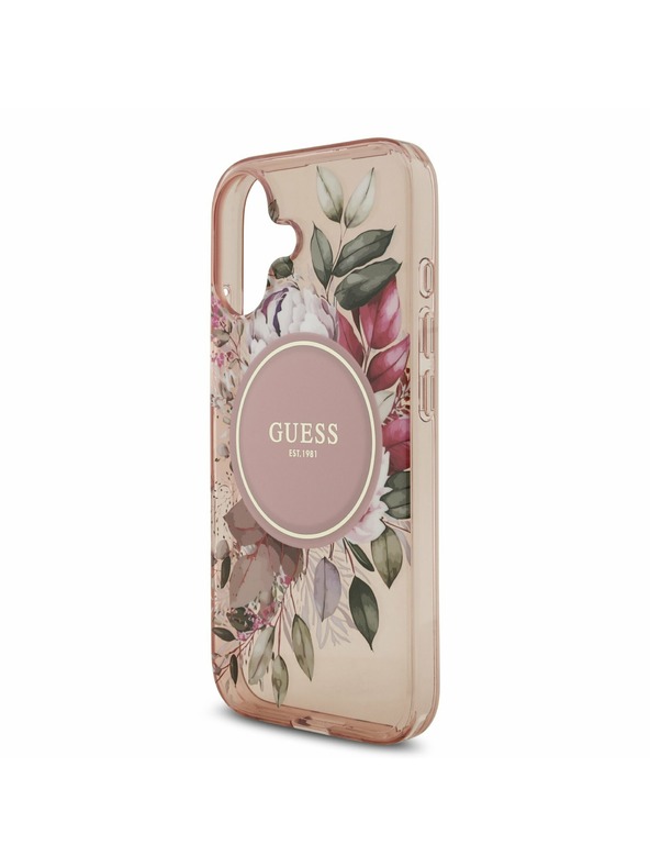 Guess Guess IML Flowers Strap MagSafe Zadnji ovoj za iPhone 17 Pink