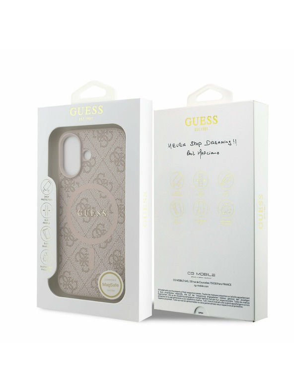 Guess Guess PU Leather 4G Colored Ring MagSafe Zadnji ovoj za iPhone 17 Pink