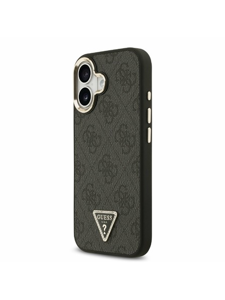 Guess Guess PU Leather 4G Strass Triangle Logo Gold Frame MagSafe Zadnji ovoj za iPhone 17 Black