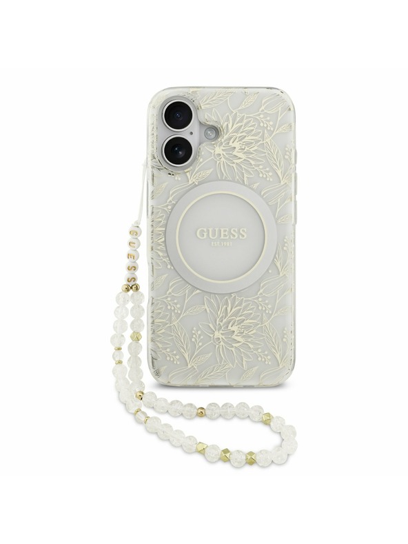 Guess Guess IML Flowers Allover Strap MagSafe Zadnji ovoj za iPhone 17 White