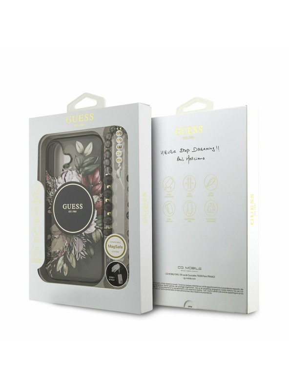 Guess Guess IML Flowers Strap MagSafe Zadnji ovoj za iPhone 17 Black