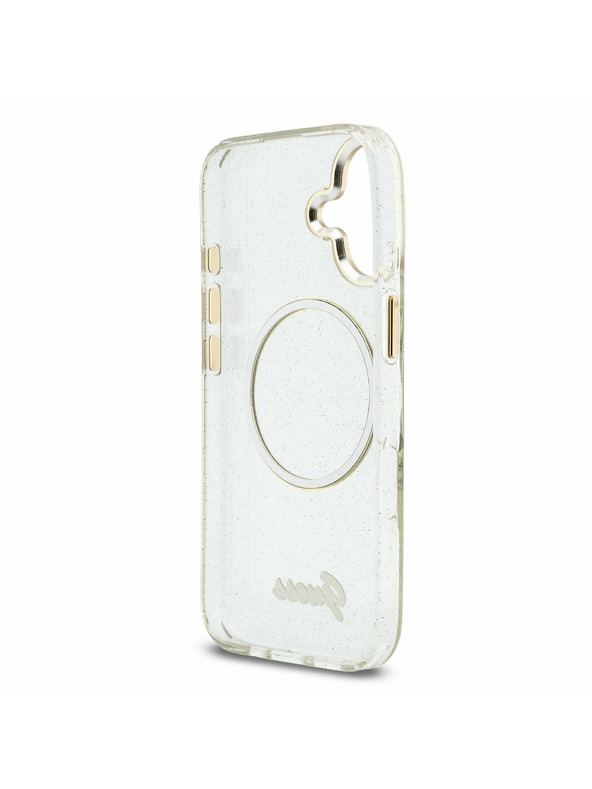 Guess Guess IML Glitter Script Strap MagSafe Zadnji ovoj za iPhone 17 Transparent