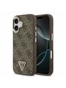 Guess Guess PU Leather 4G Strass Triangle Logo Gold Frame MagSafe Zadnji ovoj za iPhone 17 Brown