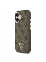 Guess Guess PU Leather 4G Strass Triangle Logo Gold Frame MagSafe Zadnji ovoj za iPhone 17 Brown