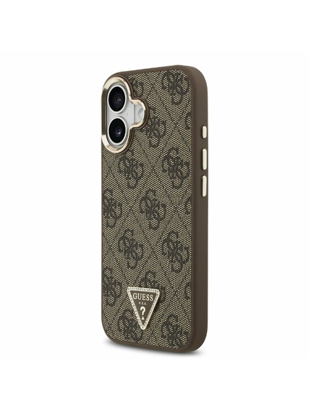 Guess Guess PU Leather 4G Strass Triangle Logo Gold Frame MagSafe Zadnji ovoj za iPhone 17 Brown