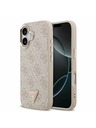 Guess Guess PU Leather 4G Strass Triangle Logo Gold Frame MagSafe Zadnji ovoj za iPhone 17 Pink
