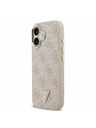 Guess Guess PU Leather 4G Strass Triangle Logo Gold Frame MagSafe Zadnji ovoj za iPhone 17 Pink