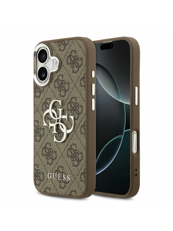 Guess Guess PU 4G Metal Logo Zadnji ovoj za iPhone 17 Silver Brown